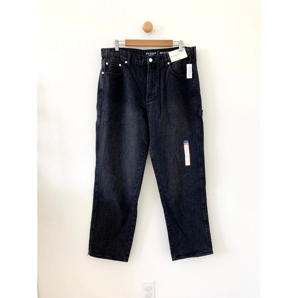 Arizona Dark Wash 90's Wide Leg Relaxed Fit Denim Jeans US 34